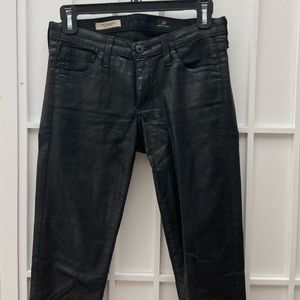 AG black waxy jeans